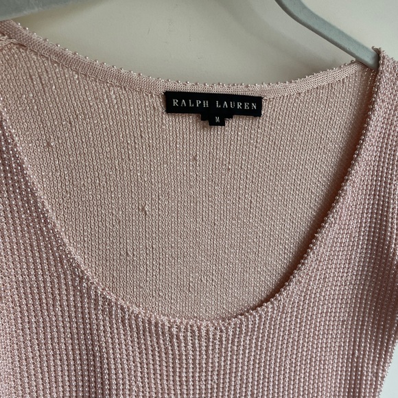RALPH LAUREN Light Pink Silk Beaded Short Sleeve Top Women’s Size M - Picture 4 of 7